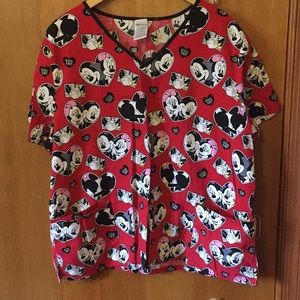 Scrub Top 2X, Minnie and Mickey